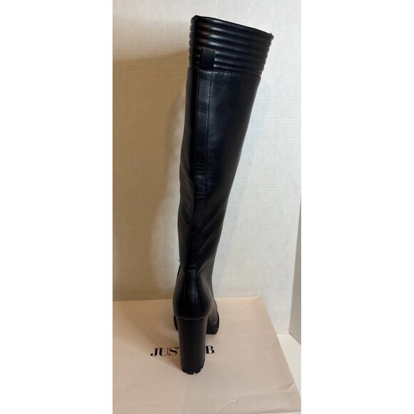 JustFab Eliza Heeled Boots Black Side Zip Fashion Womens 9 Moto Boho Biker Chic - Picture 4 of 8